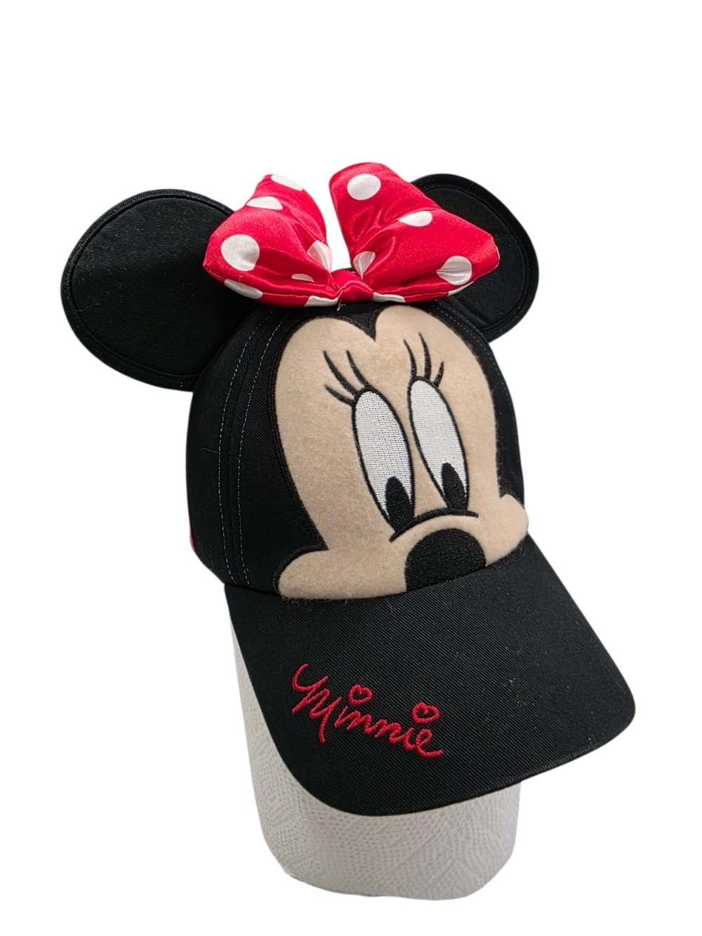 Disney Minnie Mouse Black Cap with Red Polka-Dot Bow